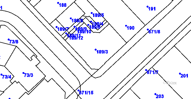 Parcela st. 189/3 v KÚ Český Těšín, Katastrální mapa