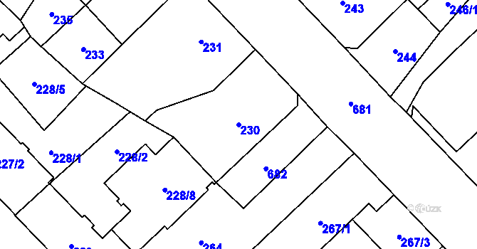 Parcela st. 230 v KÚ Český Těšín, Katastrální mapa