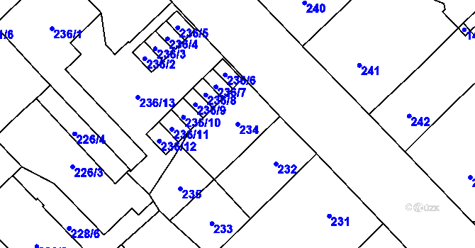 Parcela st. 234 v KÚ Český Těšín, Katastrální mapa
