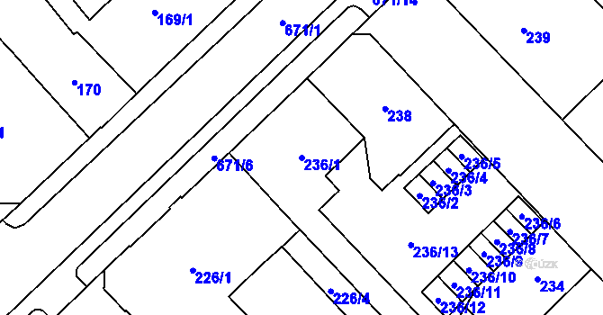 Parcela st. 236/1 v KÚ Český Těšín, Katastrální mapa