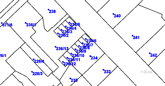 Parcela st. 236/7 v KÚ Český Těšín, Katastrální mapa