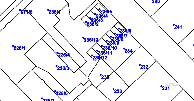 Parcela st. 236/11 v KÚ Český Těšín, Katastrální mapa