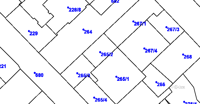 Parcela st. 265/2 v KÚ Český Těšín, Katastrální mapa