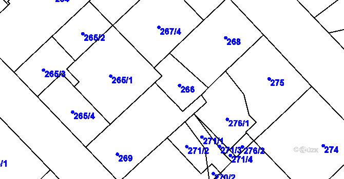 Parcela st. 266 v KÚ Český Těšín, Katastrální mapa