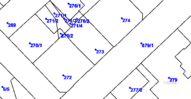 Parcela st. 273 v KÚ Český Těšín, Katastrální mapa