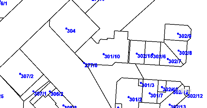Parcela st. 301/10 v KÚ Český Těšín, Katastrální mapa
