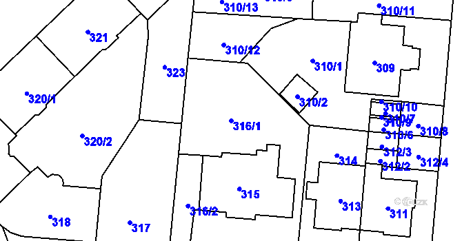 Parcela st. 316/1 v KÚ Český Těšín, Katastrální mapa