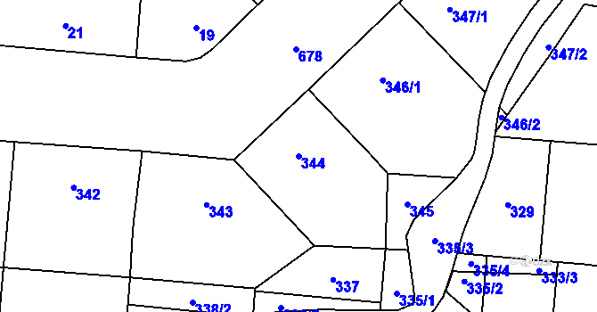 Parcela st. 344 v KÚ Český Těšín, Katastrální mapa