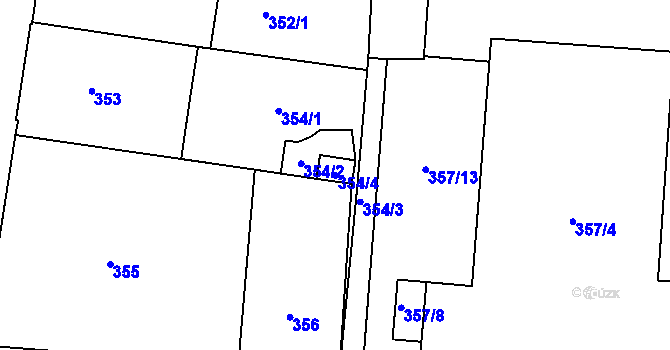 Parcela st. 354/4 v KÚ Český Těšín, Katastrální mapa