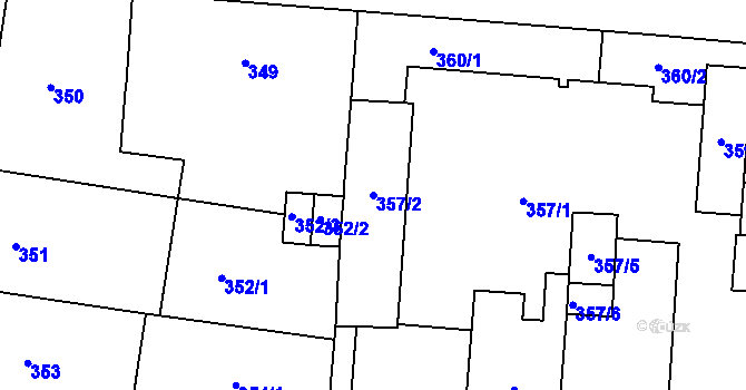 Parcela st. 357/2 v KÚ Český Těšín, Katastrální mapa