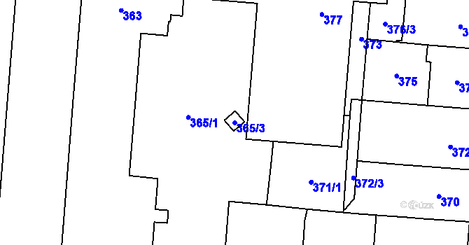 Parcela st. 365/3 v KÚ Český Těšín, Katastrální mapa