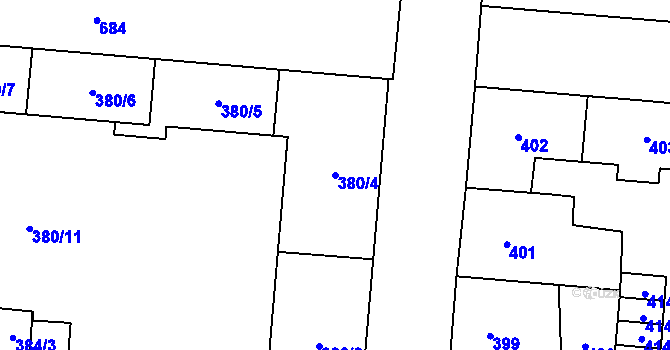 Parcela st. 380/4 v KÚ Český Těšín, Katastrální mapa