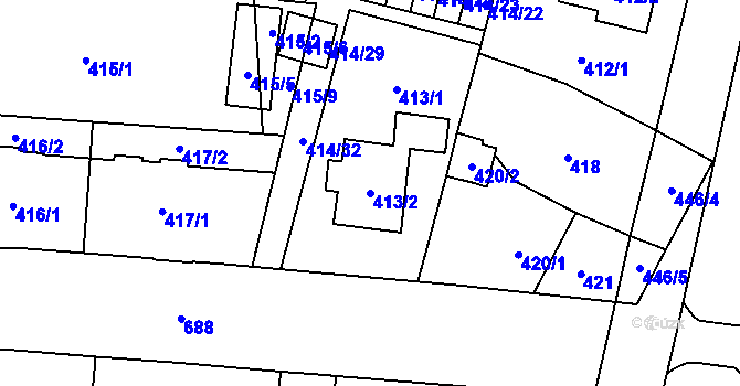 Parcela st. 413/2 v KÚ Český Těšín, Katastrální mapa
