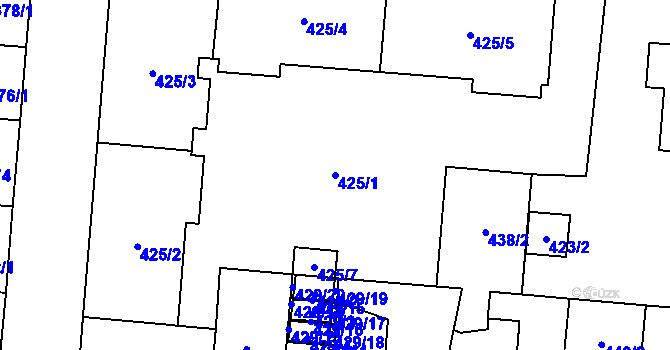 Parcela st. 425/1 v KÚ Český Těšín, Katastrální mapa