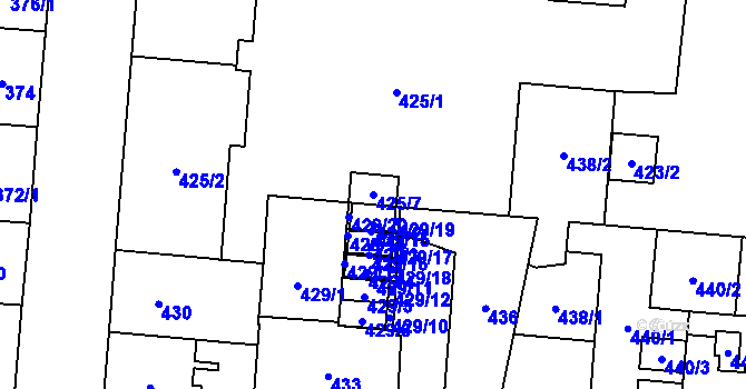 Parcela st. 425/7 v KÚ Český Těšín, Katastrální mapa