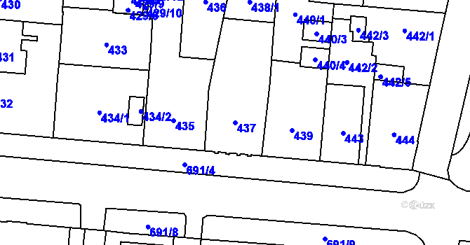 Parcela st. 437 v KÚ Český Těšín, Katastrální mapa