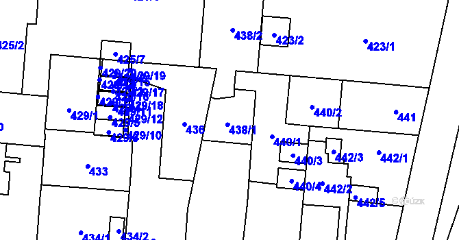 Parcela st. 438 v KÚ Český Těšín, Katastrální mapa