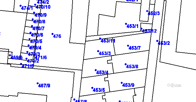 Parcela st. 453/3 v KÚ Český Těšín, Katastrální mapa