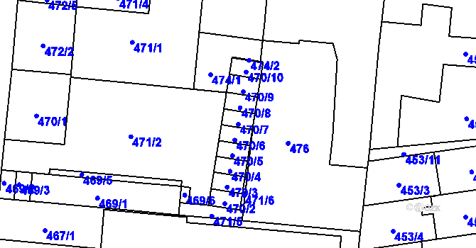 Parcela st. 470/7 v KÚ Český Těšín, Katastrální mapa