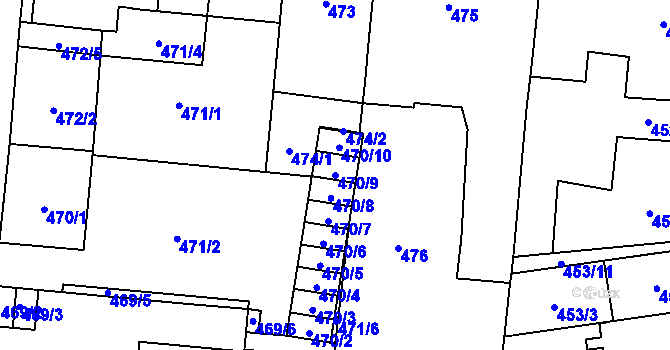 Parcela st. 470/9 v KÚ Český Těšín, Katastrální mapa