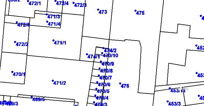 Parcela st. 470/10 v KÚ Český Těšín, Katastrální mapa