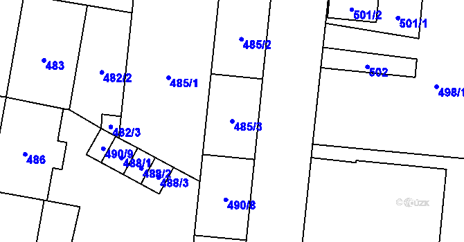 Parcela st. 485/3 v KÚ Český Těšín, Katastrální mapa