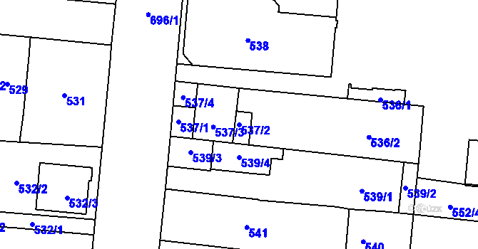 Parcela st. 537/2 v KÚ Český Těšín, Katastrální mapa