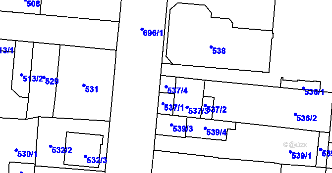Parcela st. 537/4 v KÚ Český Těšín, Katastrální mapa