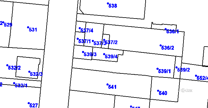 Parcela st. 539/4 v KÚ Český Těšín, Katastrální mapa