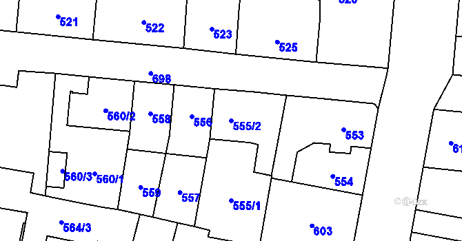 Parcela st. 555/2 v KÚ Český Těšín, Katastrální mapa