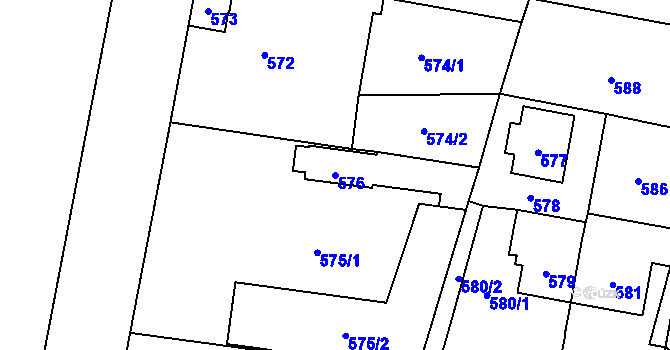 Parcela st. 576 v KÚ Český Těšín, Katastrální mapa