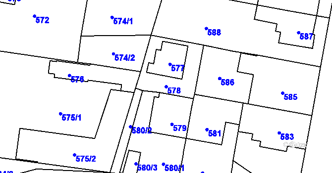 Parcela st. 578 v KÚ Český Těšín, Katastrální mapa