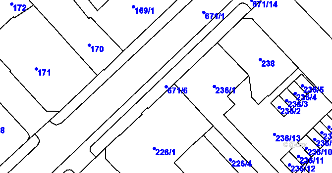 Parcela st. 671/6 v KÚ Český Těšín, Katastrální mapa