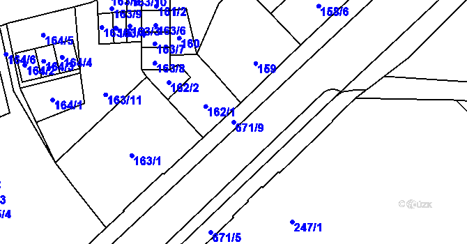 Parcela st. 671/9 v KÚ Český Těšín, Katastrální mapa