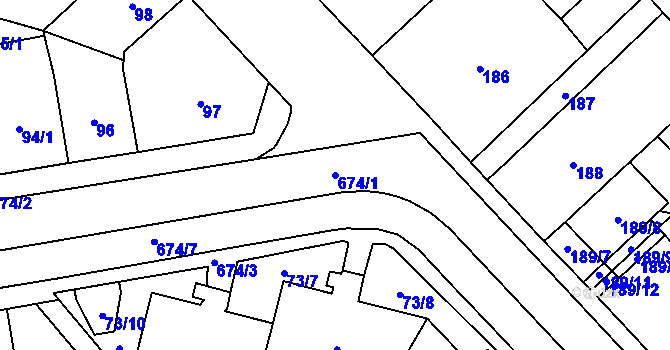 Parcela st. 674/1 v KÚ Český Těšín, Katastrální mapa
