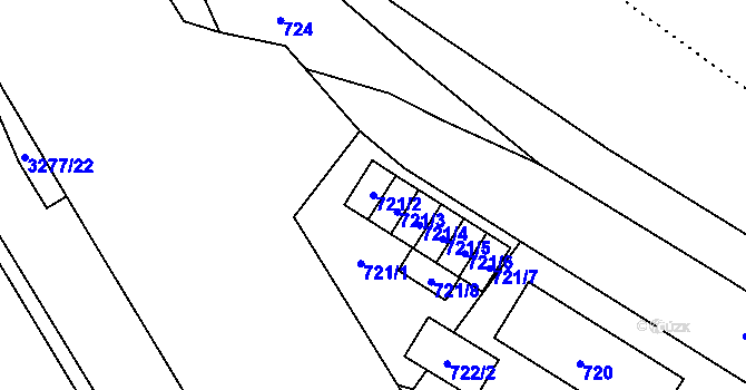 Parcela st. 721/2 v KÚ Český Těšín, Katastrální mapa