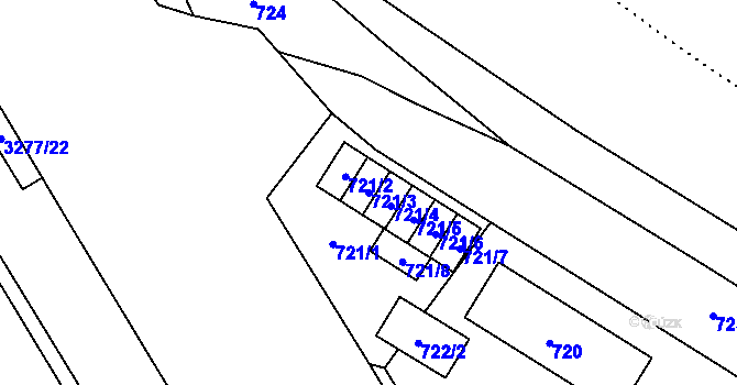 Parcela st. 721/3 v KÚ Český Těšín, Katastrální mapa