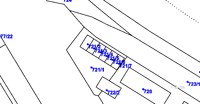 Parcela st. 721/4 v KÚ Český Těšín, Katastrální mapa