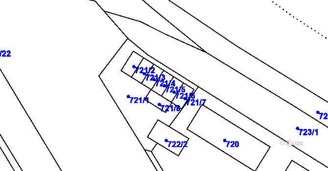 Parcela st. 721/5 v KÚ Český Těšín, Katastrální mapa