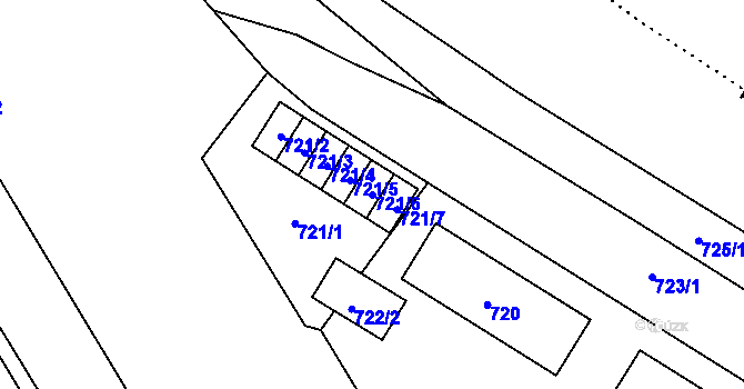 Parcela st. 721/6 v KÚ Český Těšín, Katastrální mapa