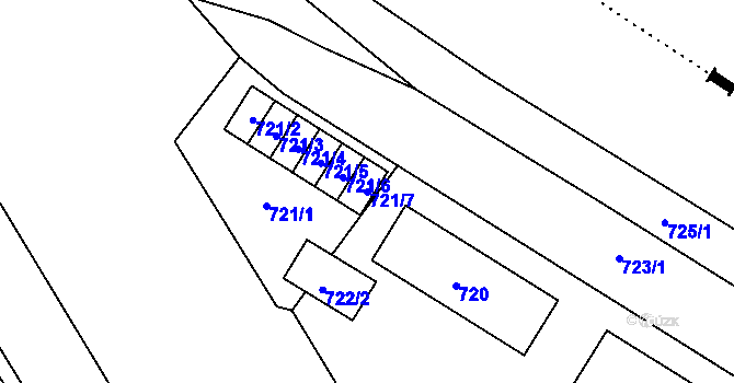 Parcela st. 721/7 v KÚ Český Těšín, Katastrální mapa
