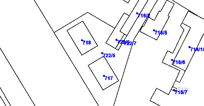 Parcela st. 722/5 v KÚ Český Těšín, Katastrální mapa