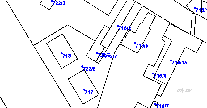 Parcela st. 722/7 v KÚ Český Těšín, Katastrální mapa