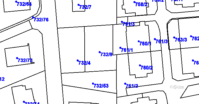 Parcela st. 732/9 v KÚ Český Těšín, Katastrální mapa