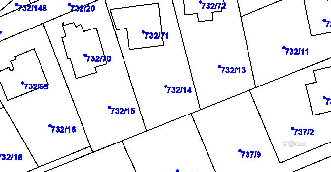 Parcela st. 732/14 v KÚ Český Těšín, Katastrální mapa