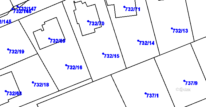 Parcela st. 732/15 v KÚ Český Těšín, Katastrální mapa