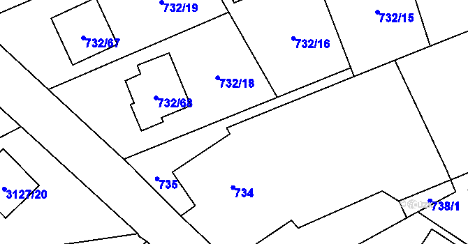 Parcela st. 732/17 v KÚ Český Těšín, Katastrální mapa