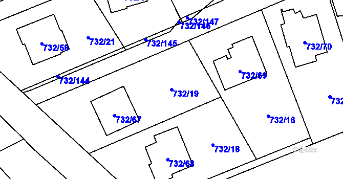 Parcela st. 732/19 v KÚ Český Těšín, Katastrální mapa
