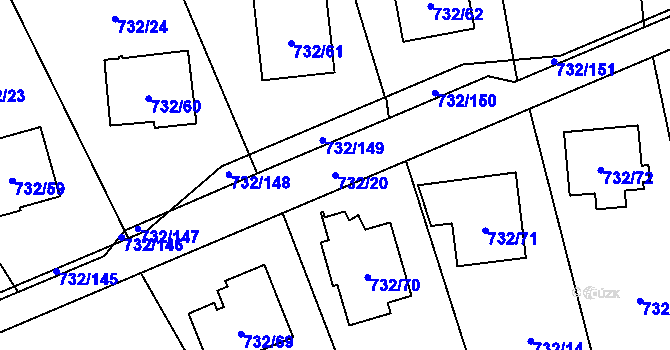 Parcela st. 732/20 v KÚ Český Těšín, Katastrální mapa