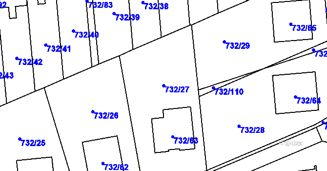 Parcela st. 732/27 v KÚ Český Těšín, Katastrální mapa